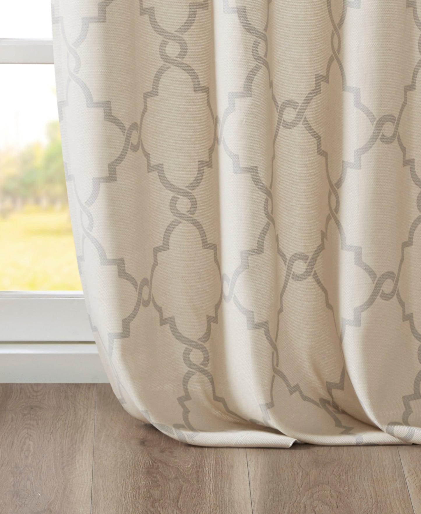Sereno Fretwork Grommet Top Curtain Panel Seafoam
