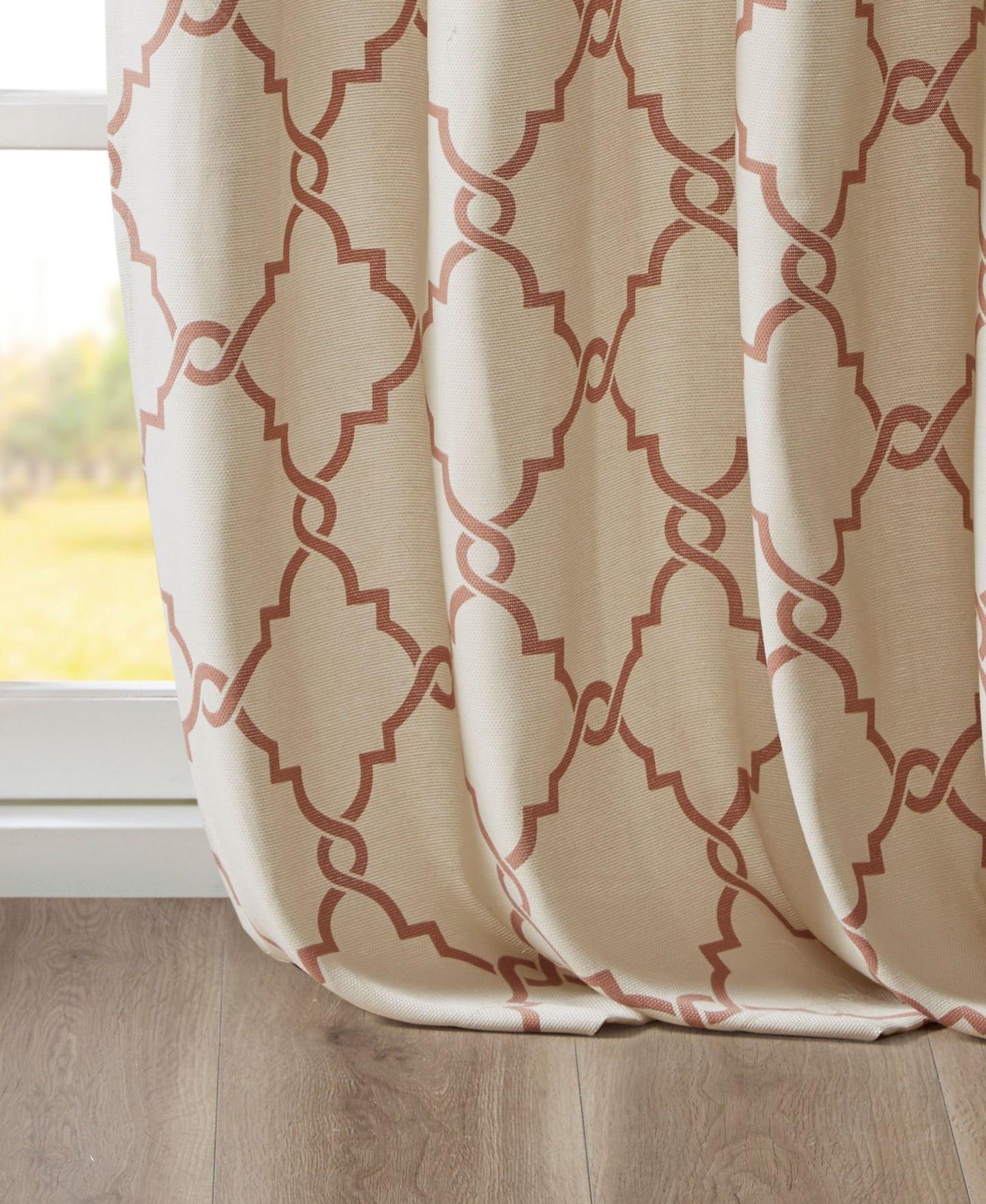Sereno Fretwork Grommet Top Curtain Panel Seafoam