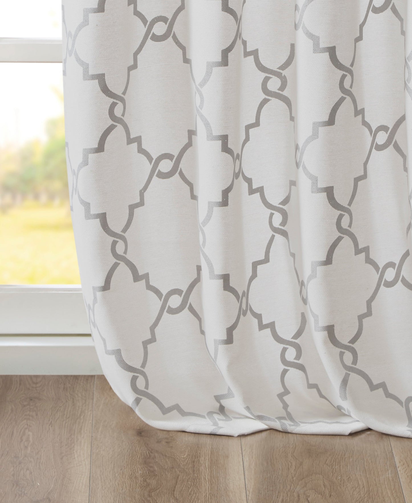 Sereno Fretwork Grommet Top Curtain Panel Seafoam