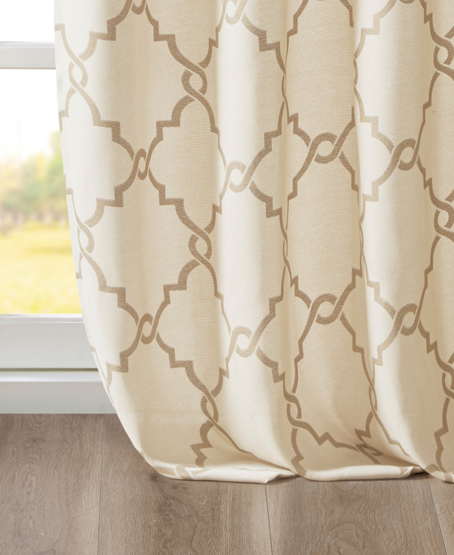Sereno Fretwork Grommet Top Curtain Panel Seafoam