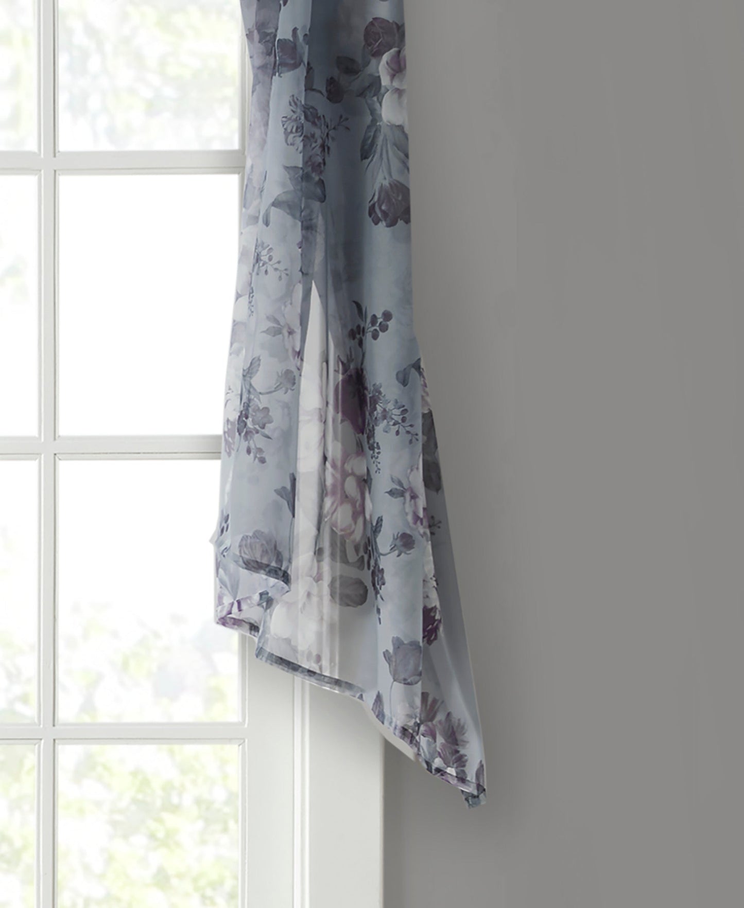 Fleur Rod Pocket Voile Sheer Curtain Stone Grey