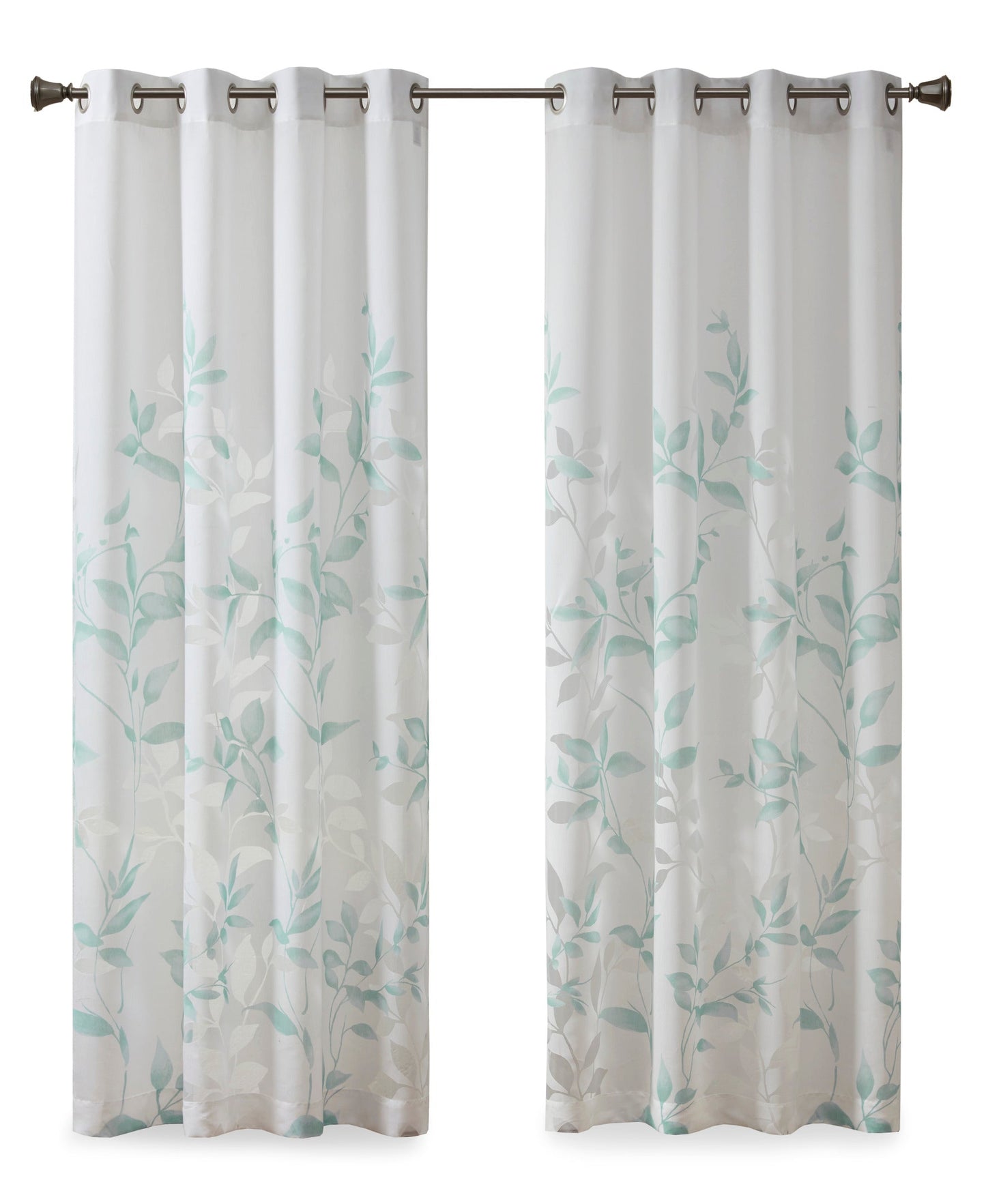 Rosalie Burnout Printed Curtain Panel Aqua