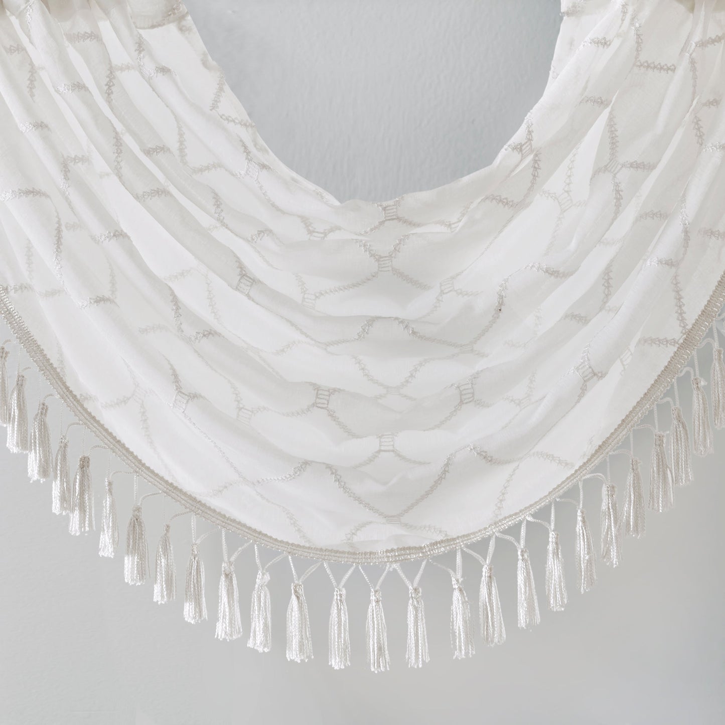 Clarissa Diamond Sheer Embroidered Waterfall Valance