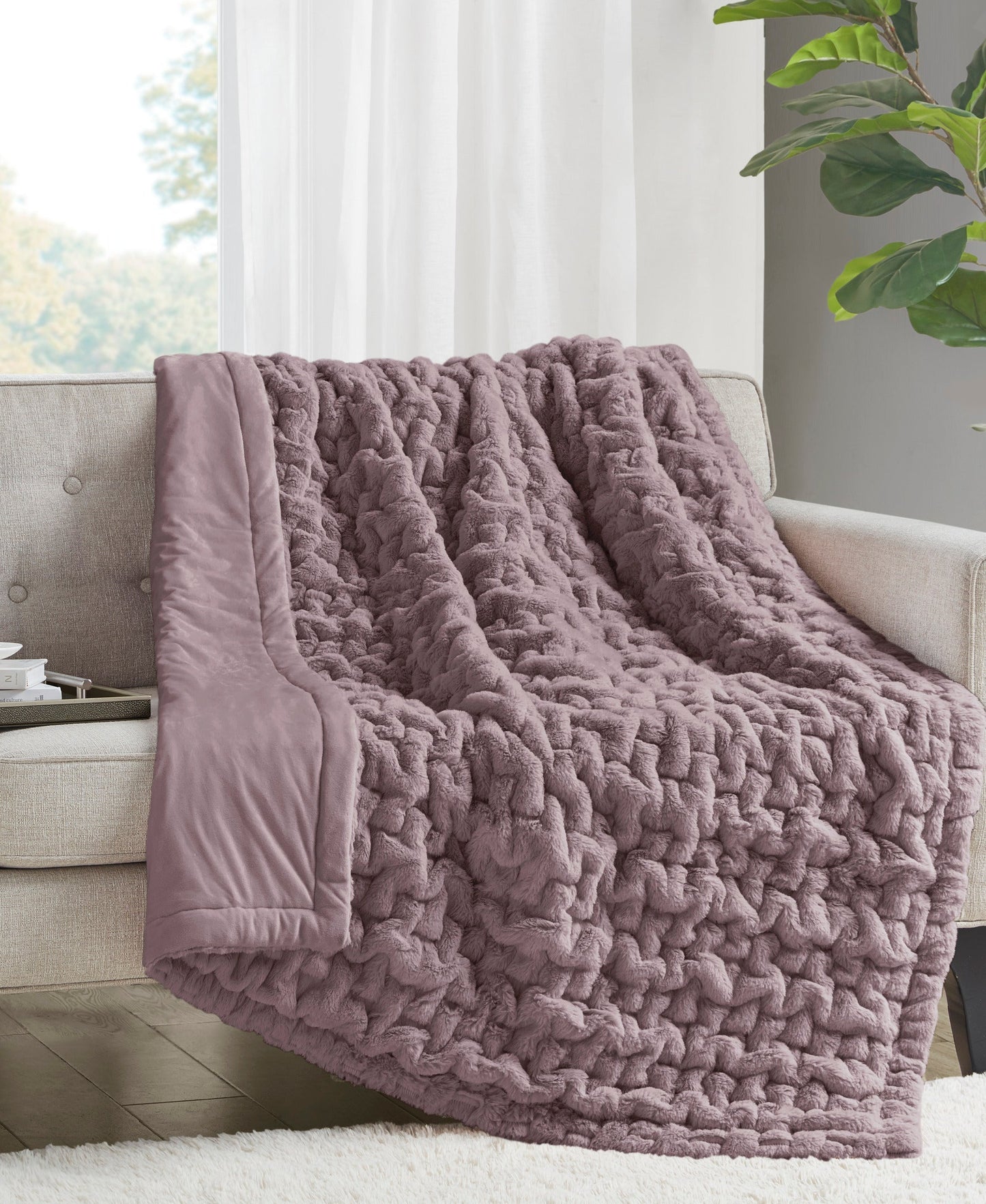 Ruched Fur Throw