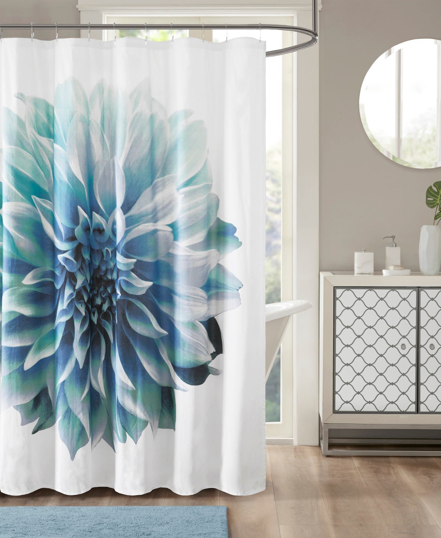 Bridget Printed Floral Cotton Shower Curtain