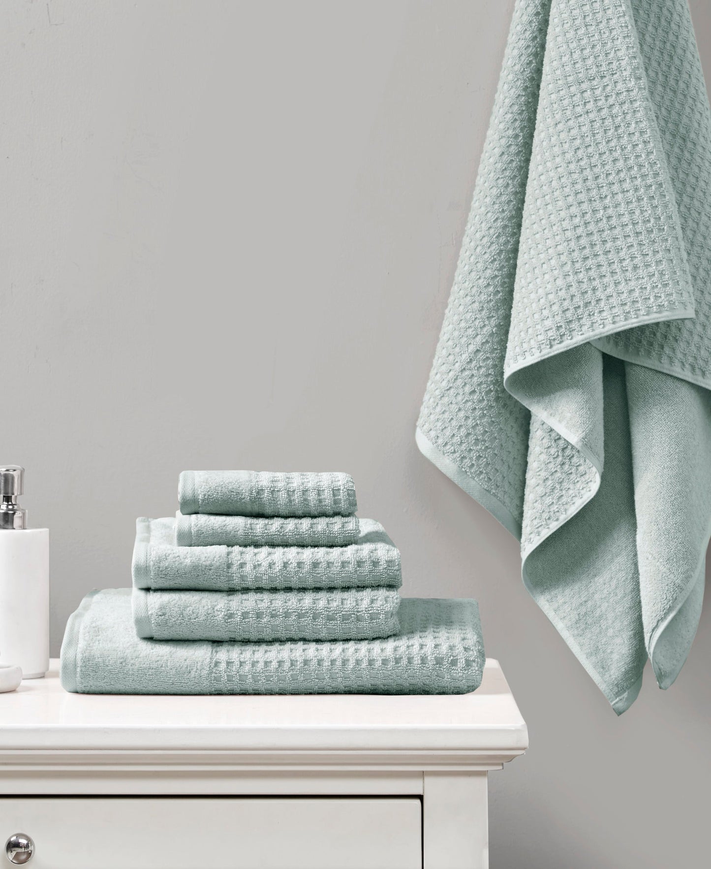 Spa Waffle Jacquard Antimicrobial 6 Piece Bath Towel Set
