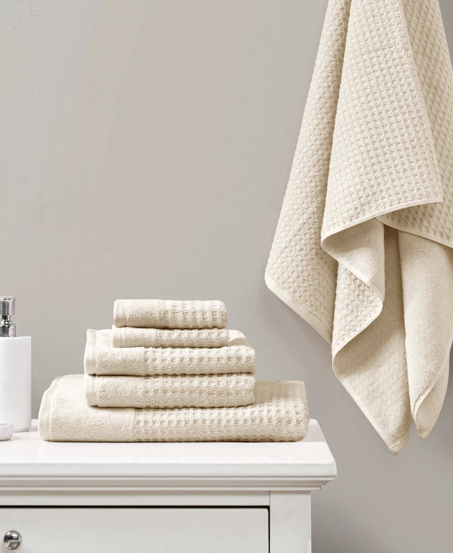 Spa Waffle Jacquard Antimicrobial 6 Piece Bath Towel Set