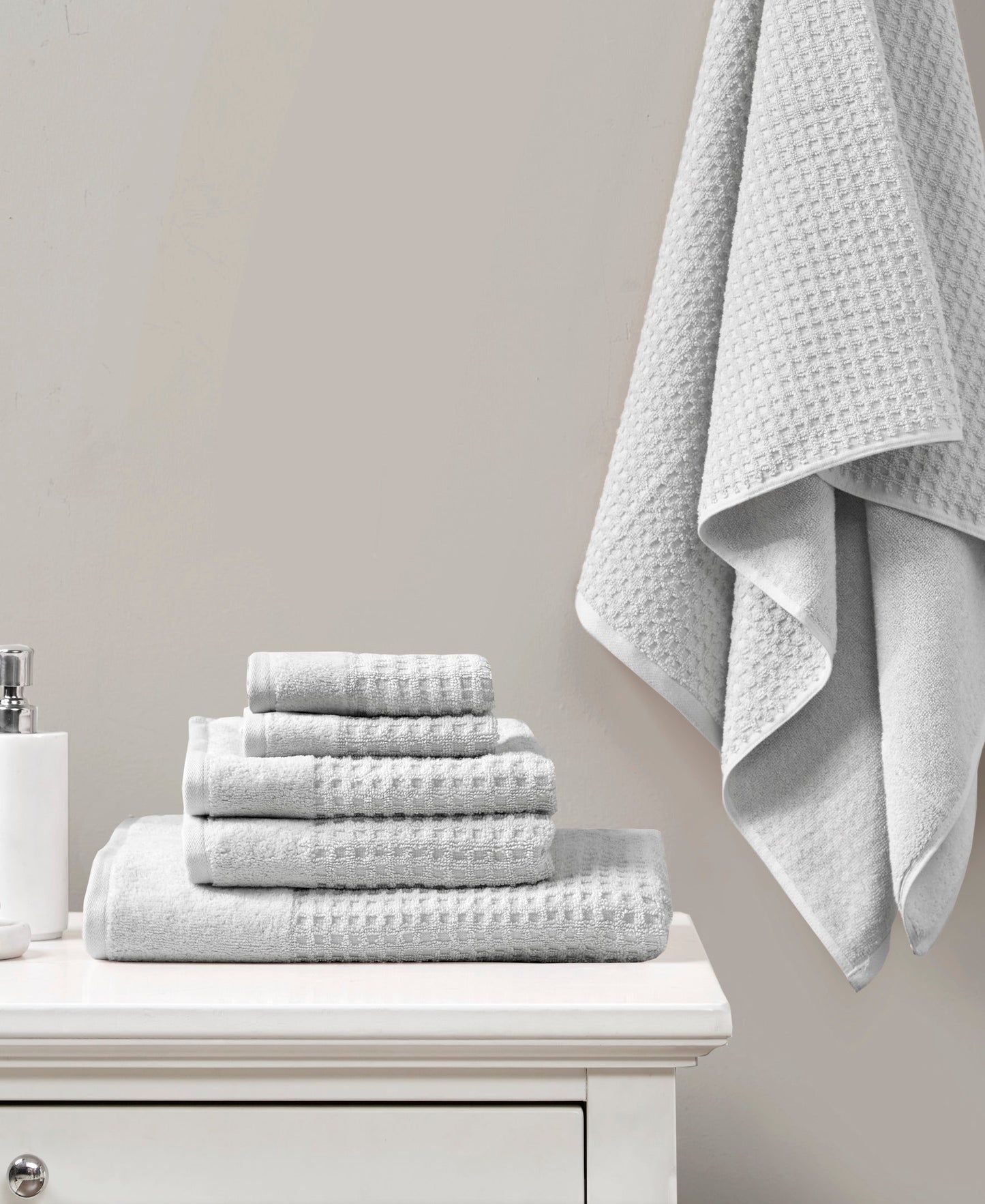 Spa Waffle Jacquard Antimicrobial 6 Piece Bath Towel Set