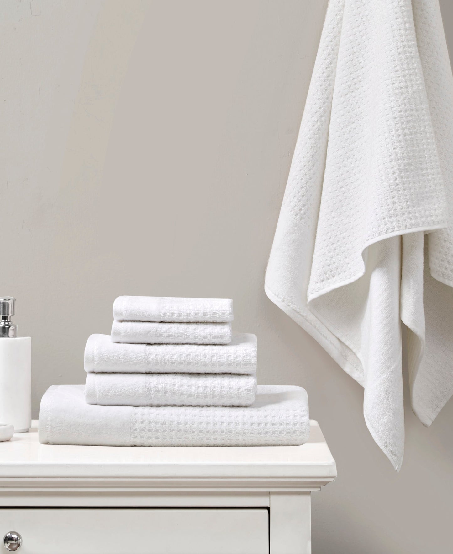 Spa Waffle Jacquard Antimicrobial 6 Piece Bath Towel Set