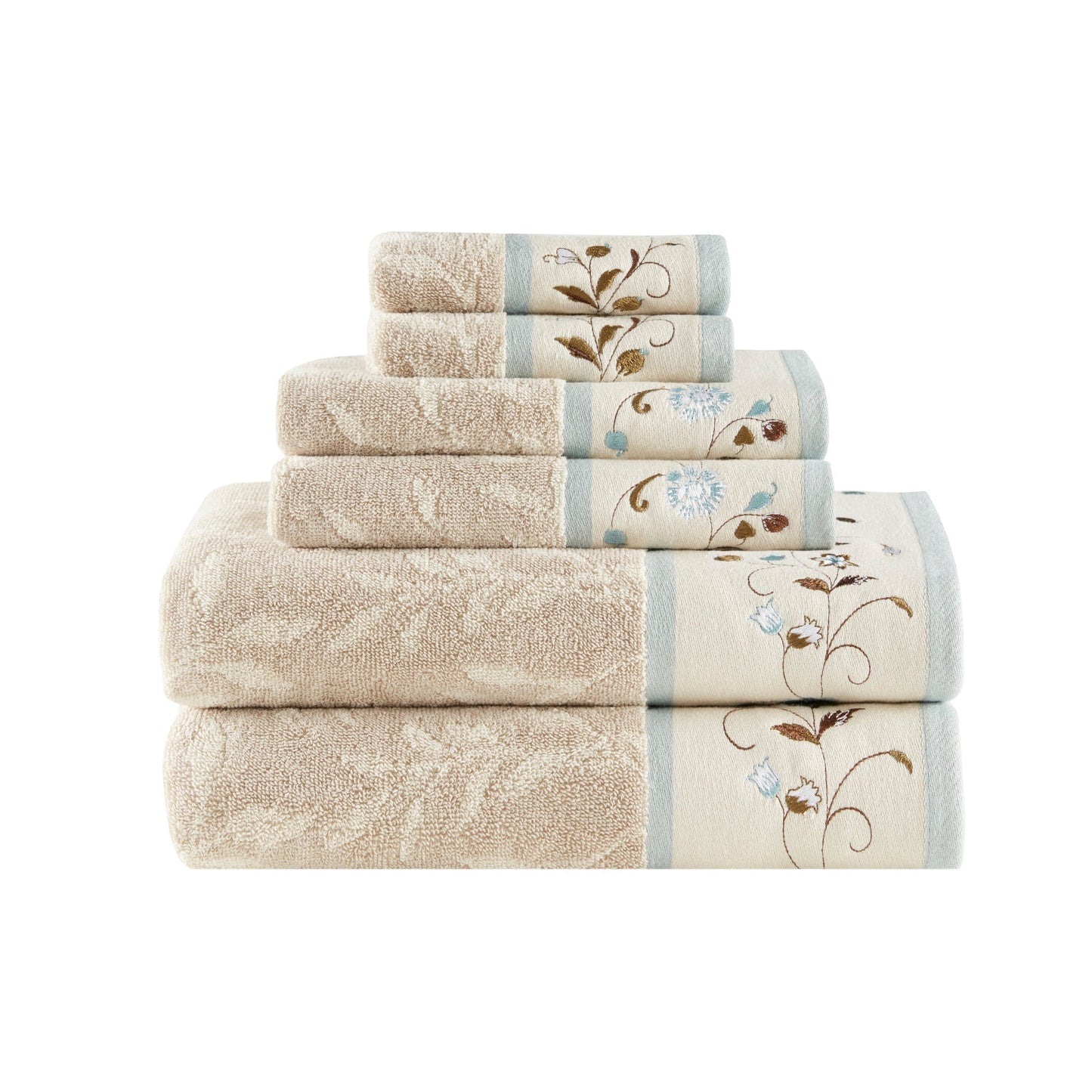 Monroe Embroidered Jacquard 6 Piece Towel Set