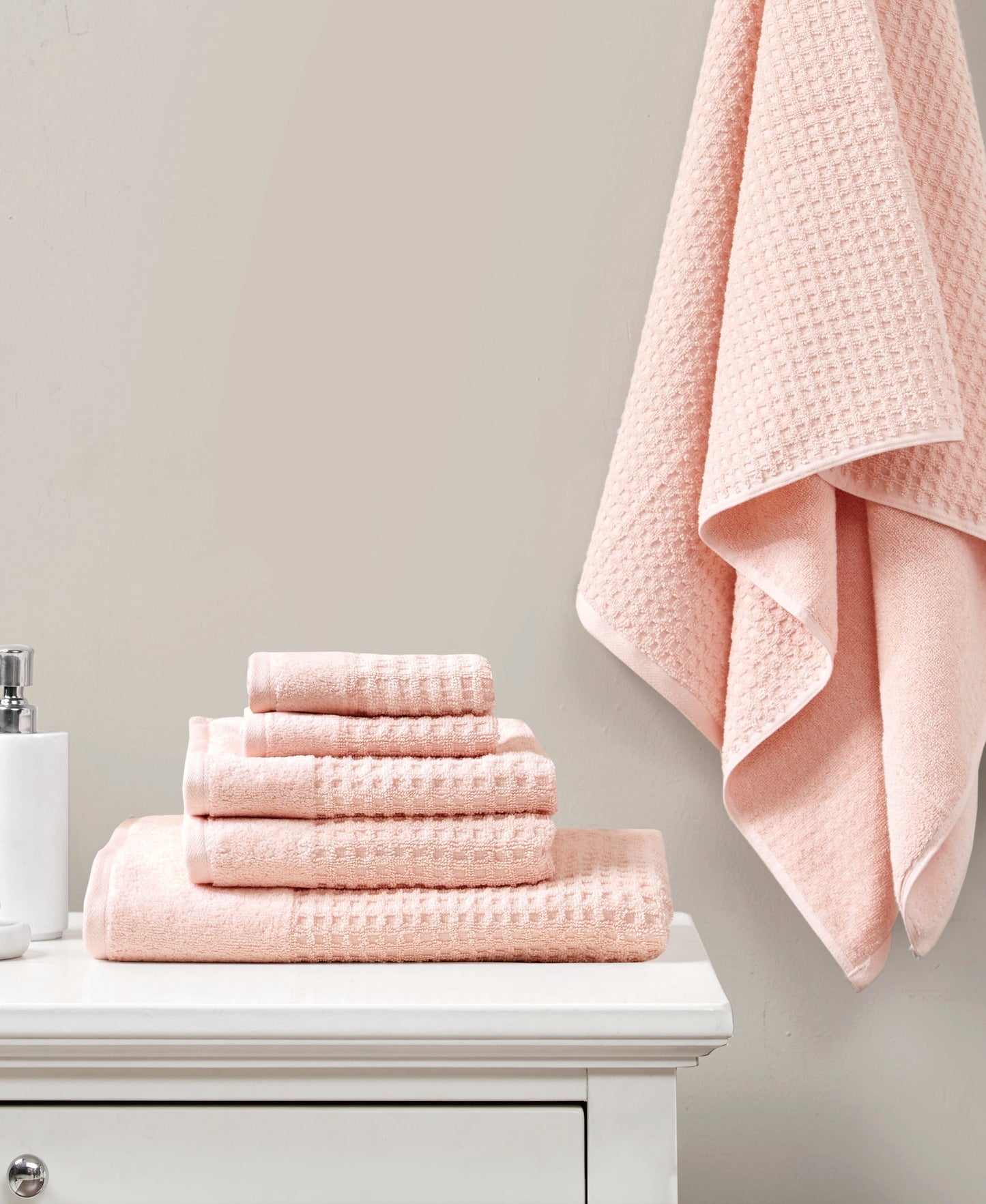 Spa Waffle Jacquard Antimicrobial 6 Piece Bath Towel Set