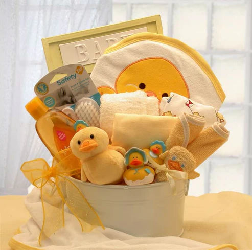 Bath Time Baby New Baby Basket - Blue - baby bath set -  baby boy gift basket - new baby gift basket - baby gift baskets - baby shower gifts