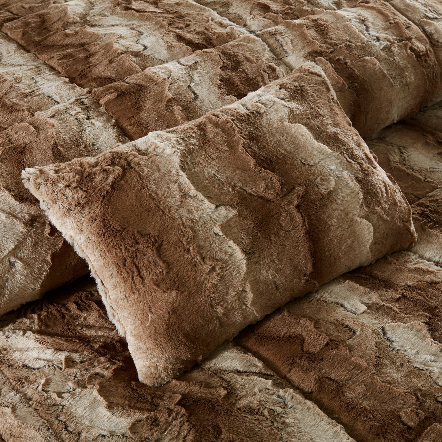 Marselle Faux Fur Comforter Set Brown