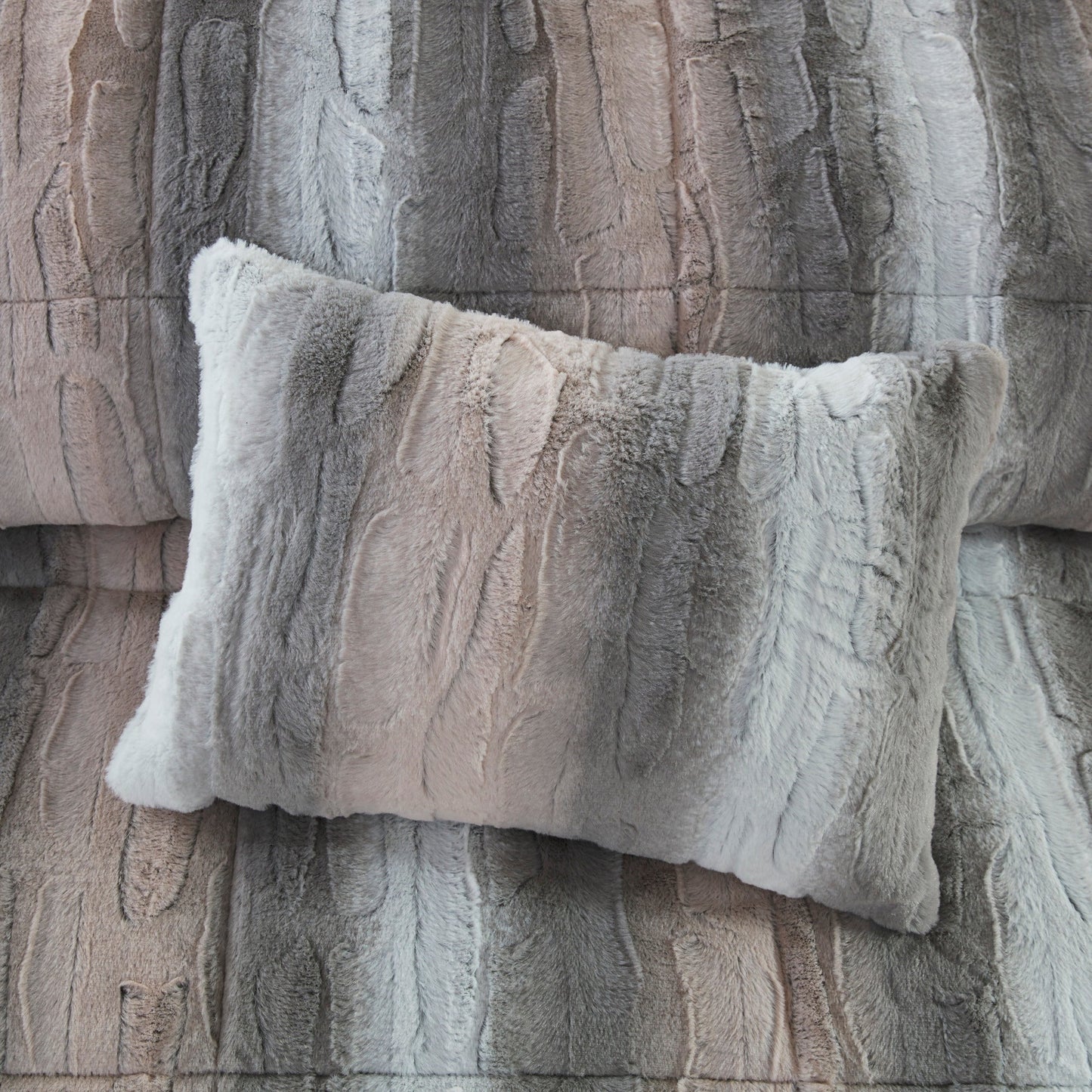 Marselle Faux Fur Comforter Set Grey