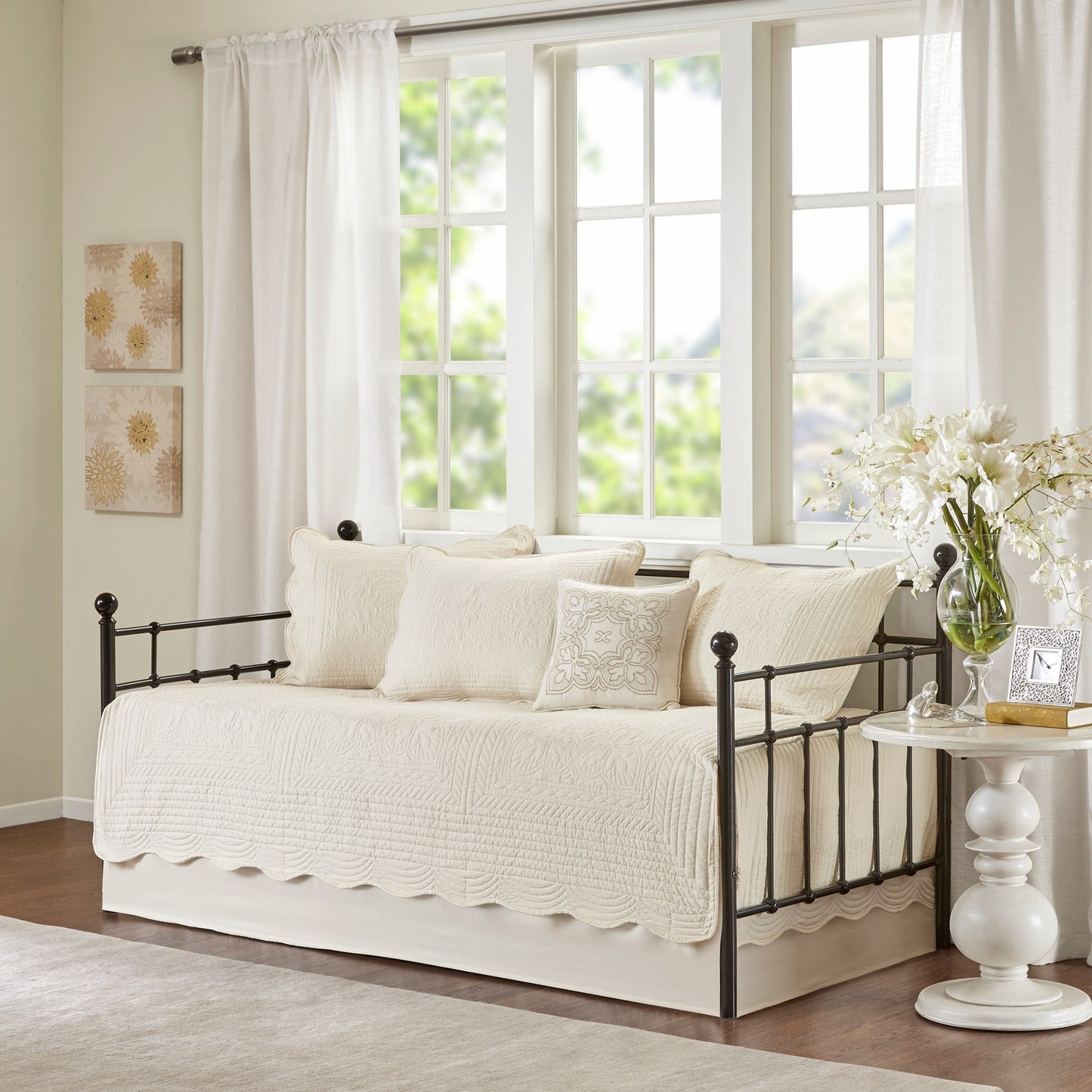 Genoa 6 Piece Reversible Scalloped Edge Daybed Cover Set