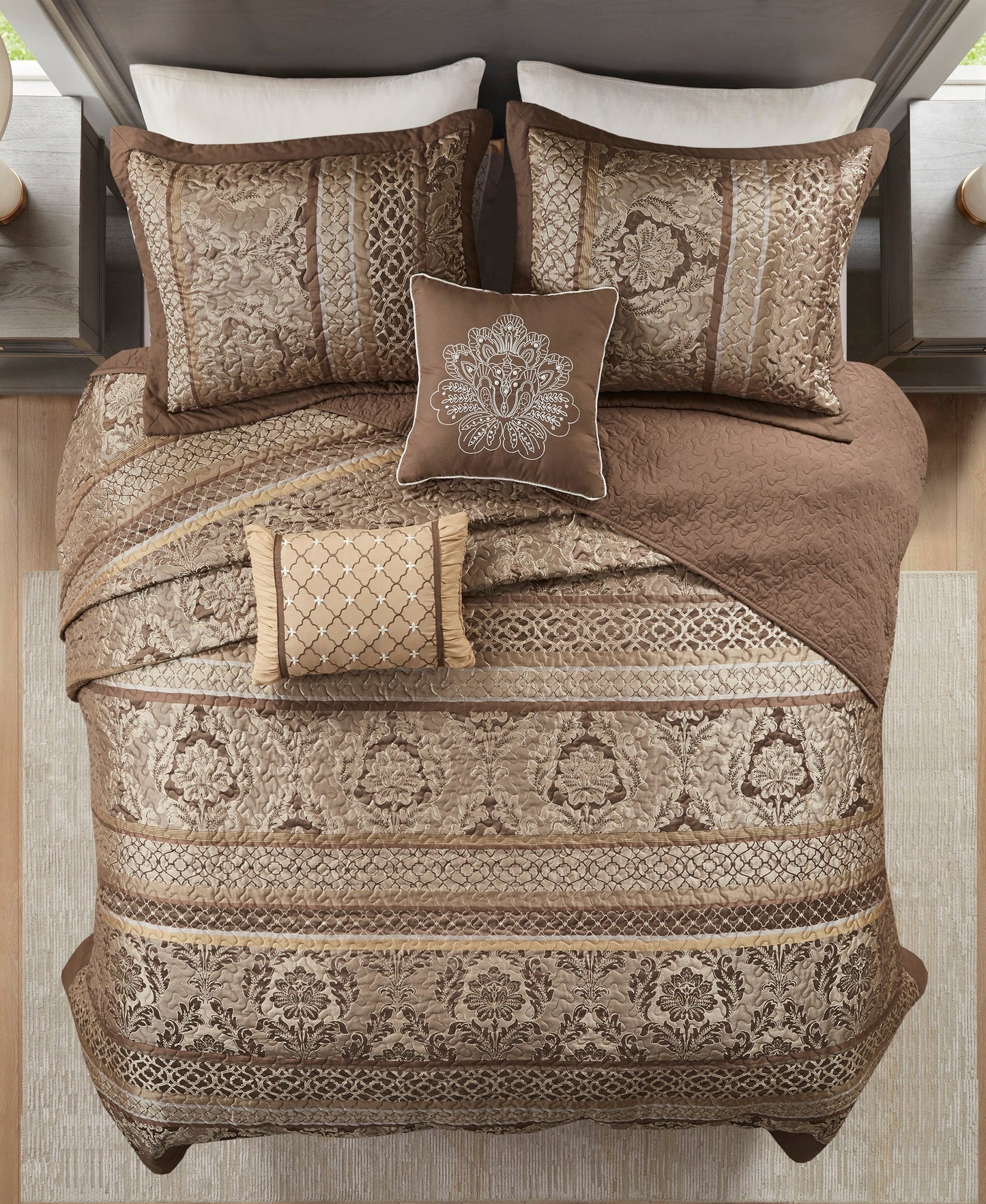 Mirage 5 Piece Reversible Jacquard Bedspread Set