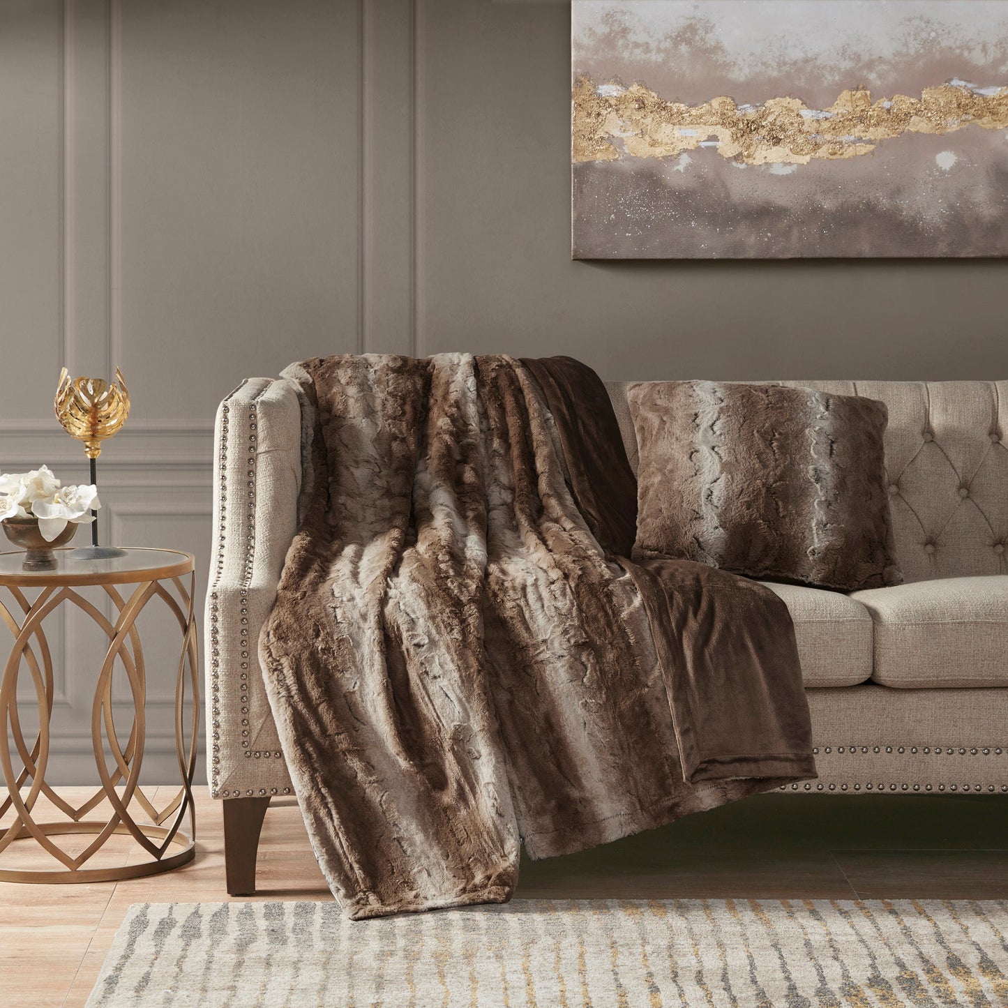 Marselle Faux Fur Square Pillow Leopard