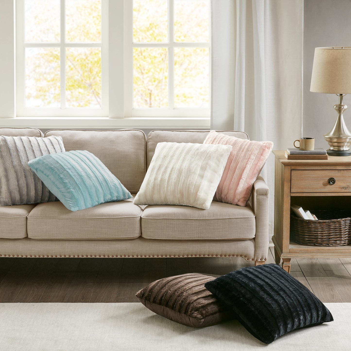 York Faux Fur Square Pillow