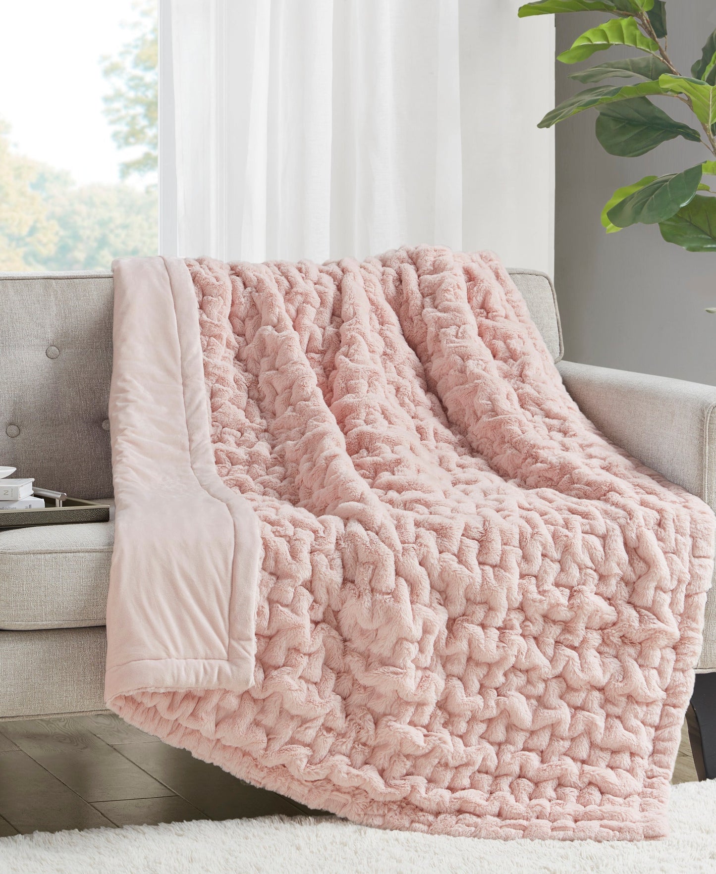 Ruched Fur Throw