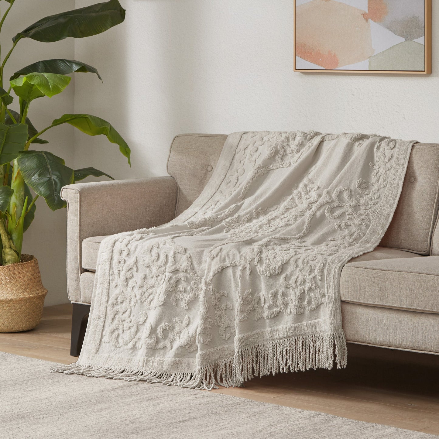 Mila Chenille Lightweight Throw with Fringe Tassel