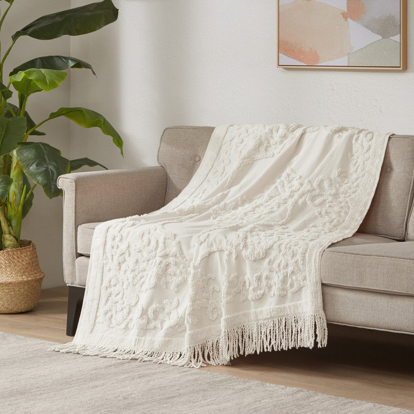 Mila Chenille Lightweight Throw with Fringe Tassel