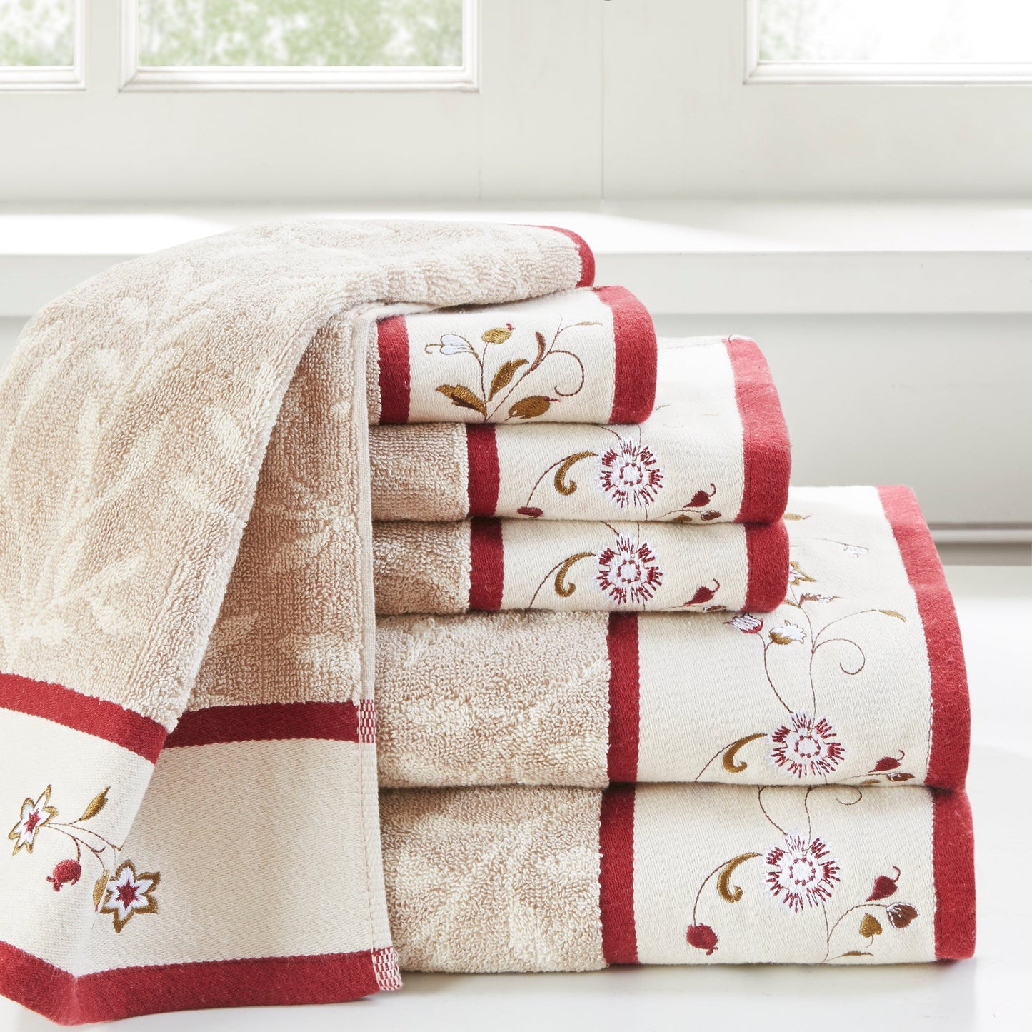 Monroe Embroidered Jacquard 6 Piece Towel Set