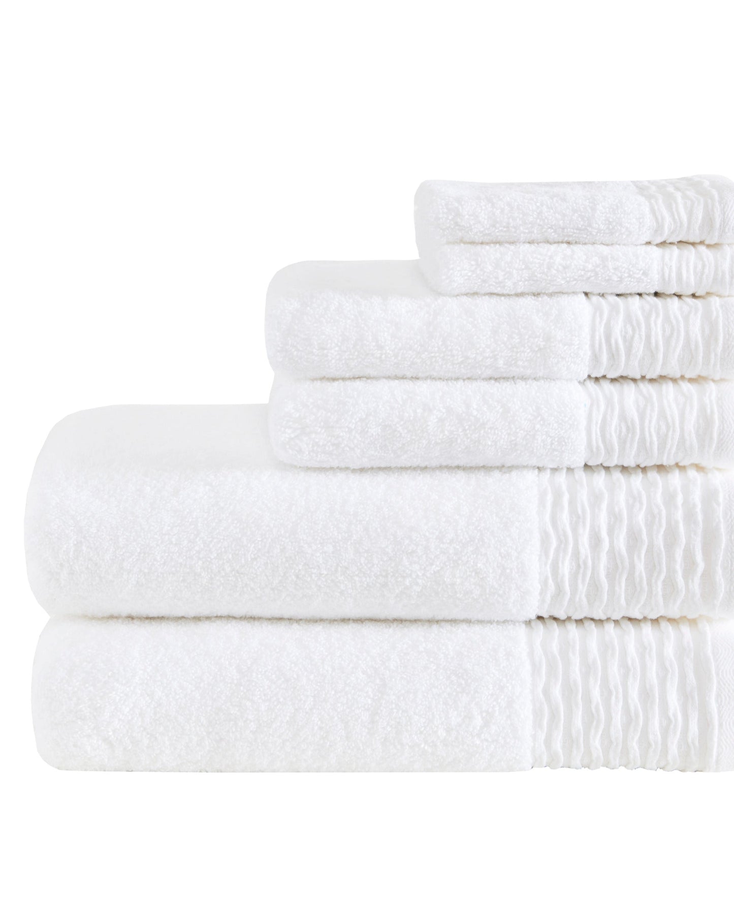Curv Jacquard Wavy Border Zero Twist Antimicrobial Cotton 6 Piece Towel Set