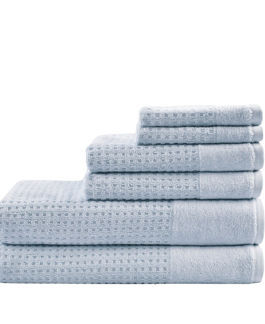 Spa Waffle Jacquard Antimicrobial 6 Piece Bath Towel Set