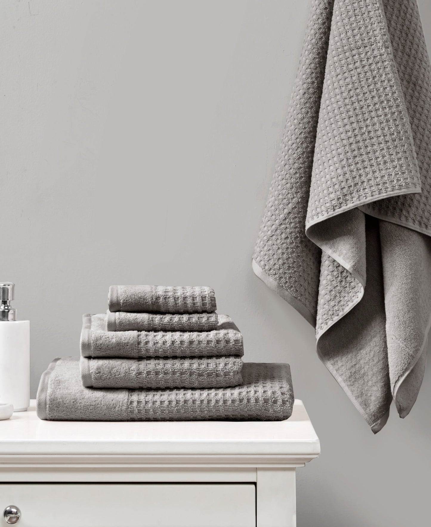 Spa Waffle Jacquard Antimicrobial 6 Piece Bath Towel Set