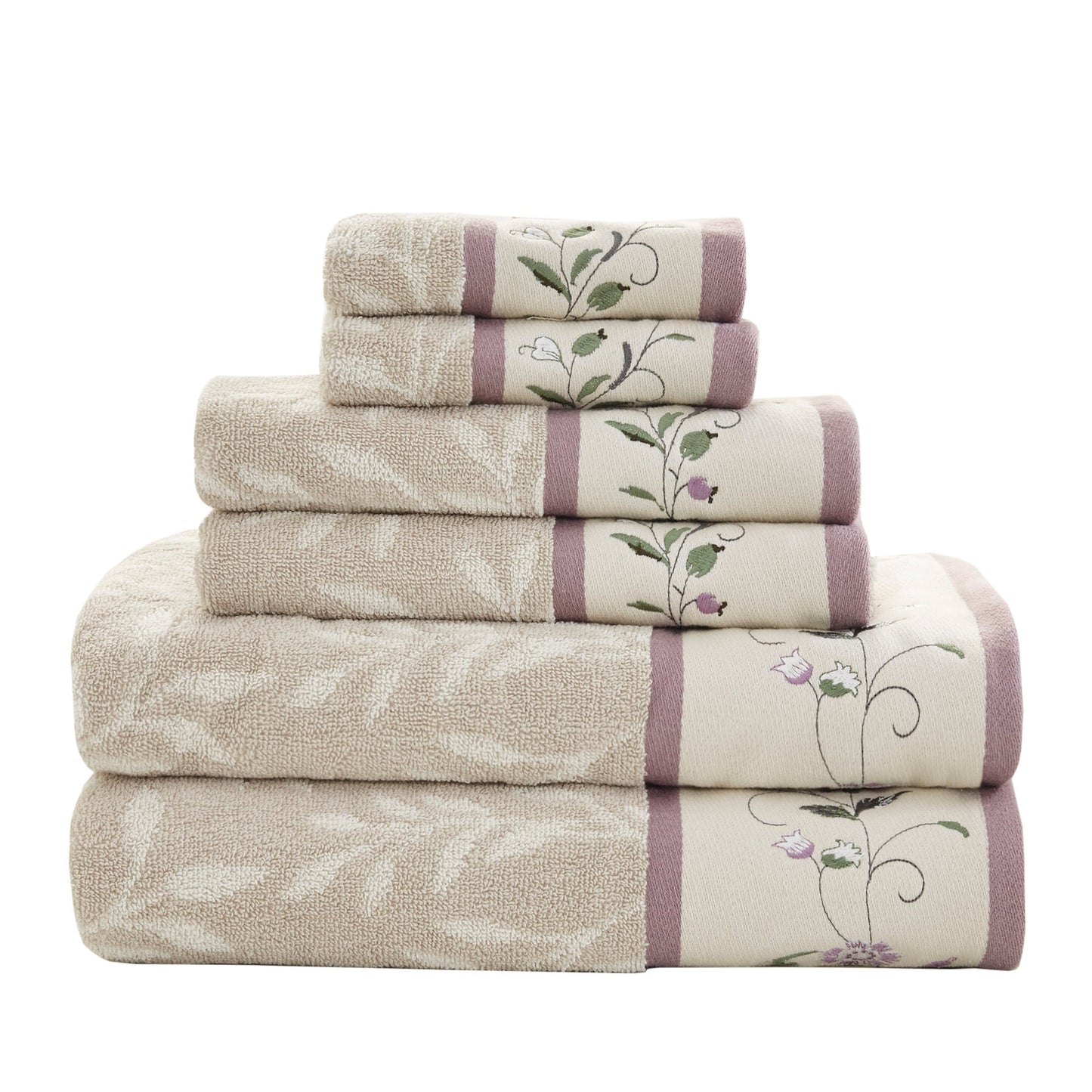 Monroe Embroidered Jacquard 6 Piece Towel Set