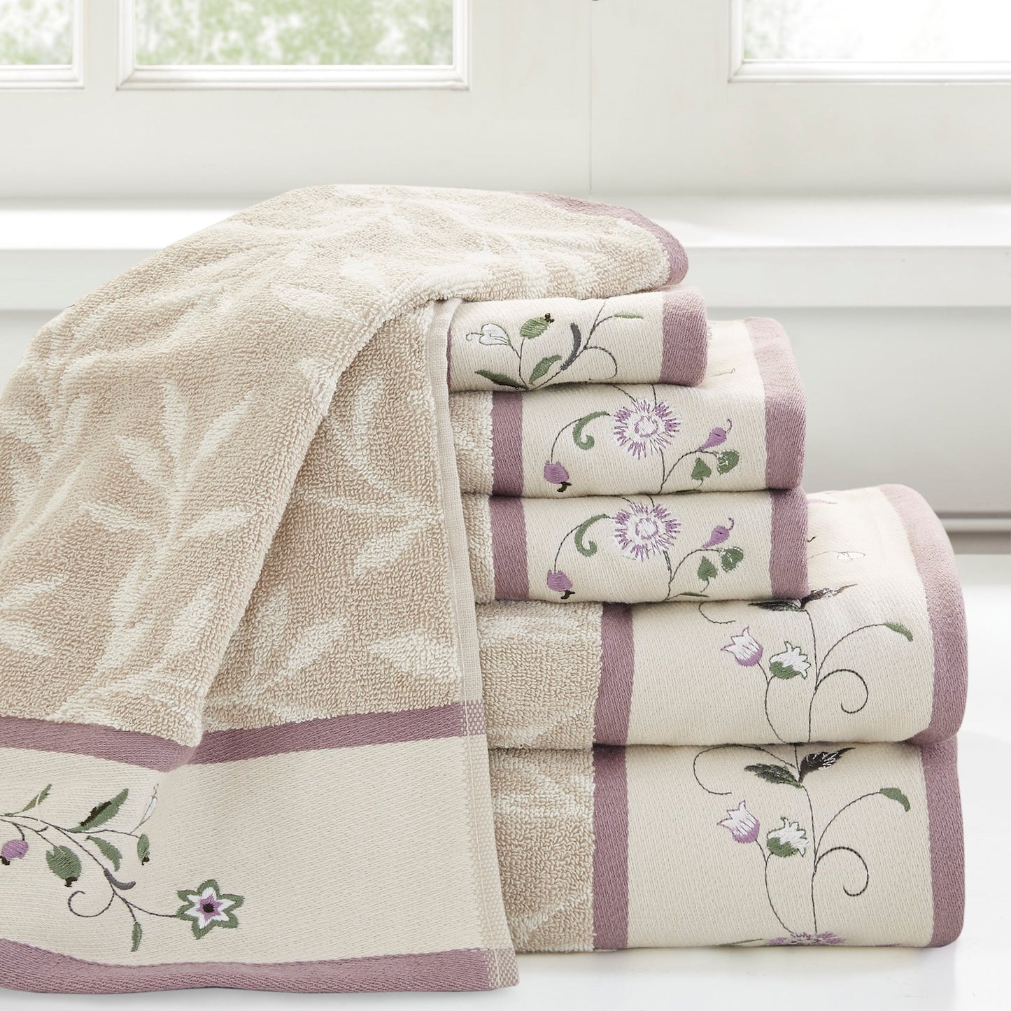 Monroe Embroidered Jacquard 6 Piece Towel Set