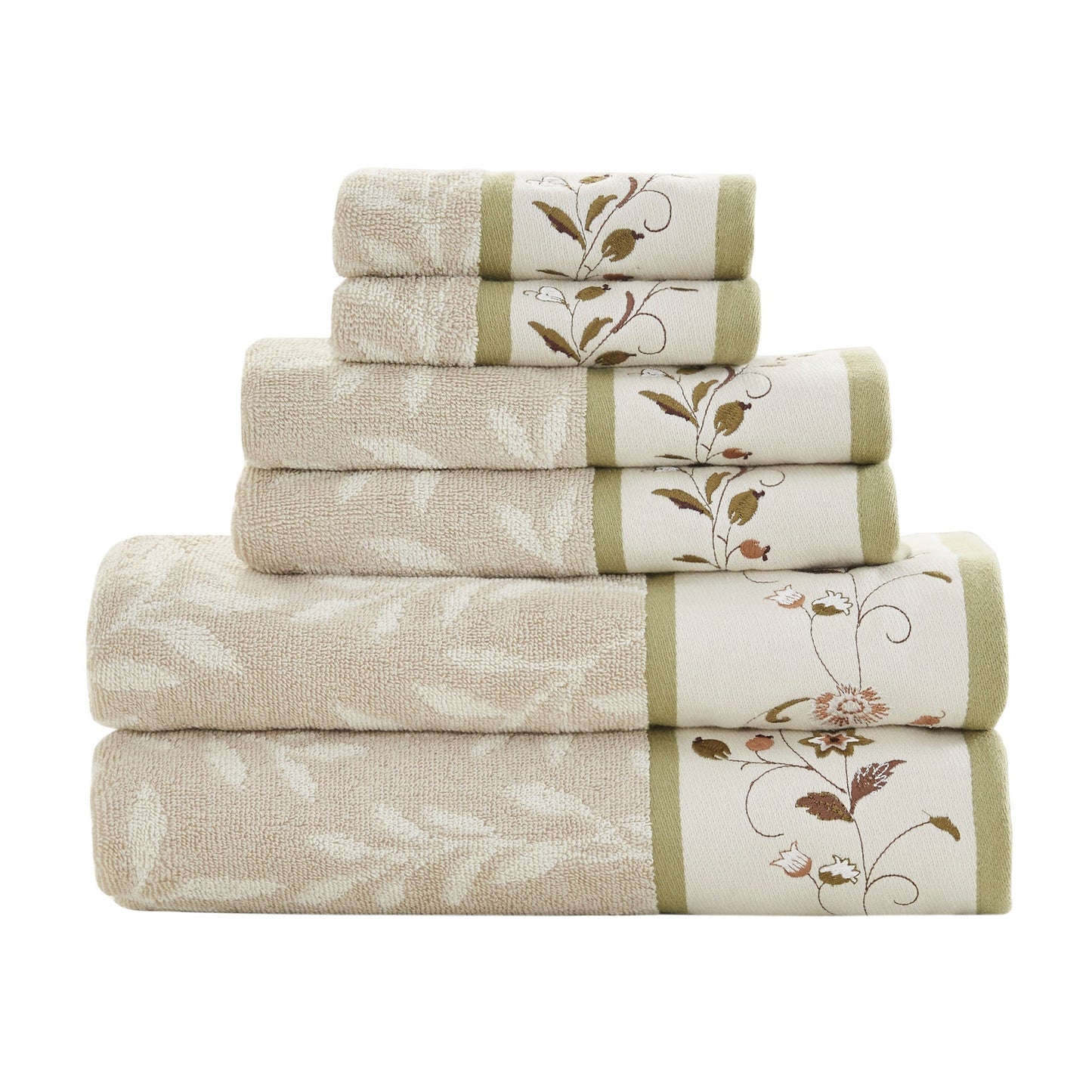 Monroe Embroidered Jacquard 6 Piece Towel Set