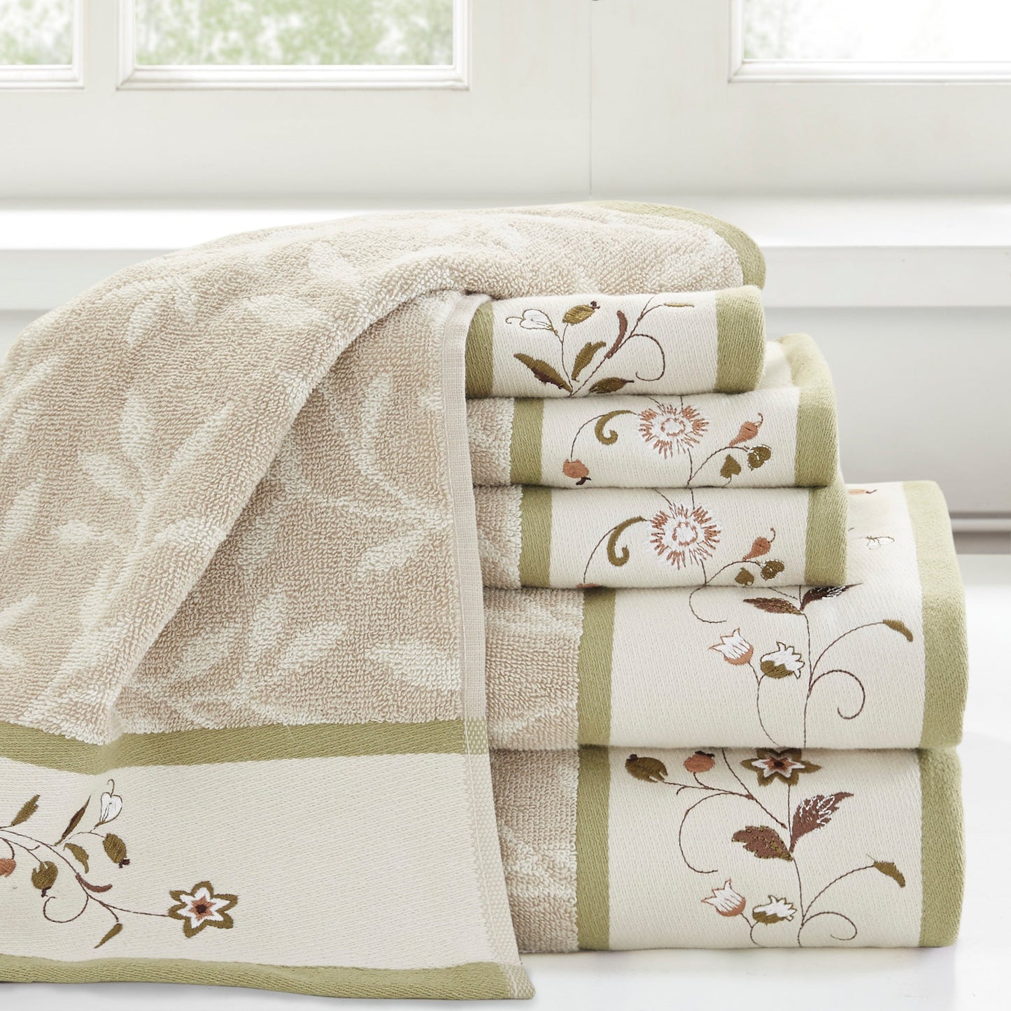 Monroe Embroidered Jacquard 6 Piece Towel Set