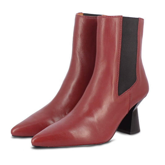 Elliana Nappa Leather Ankle Boots - Rust