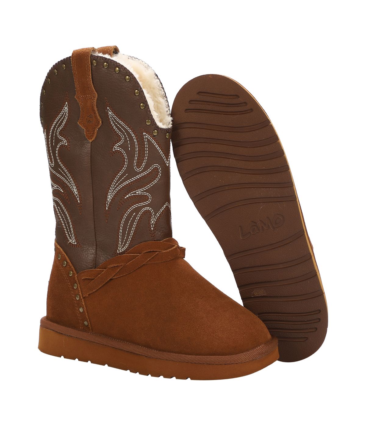 Fur Lined Ladies western-style pull on boot Chestnut/Brown