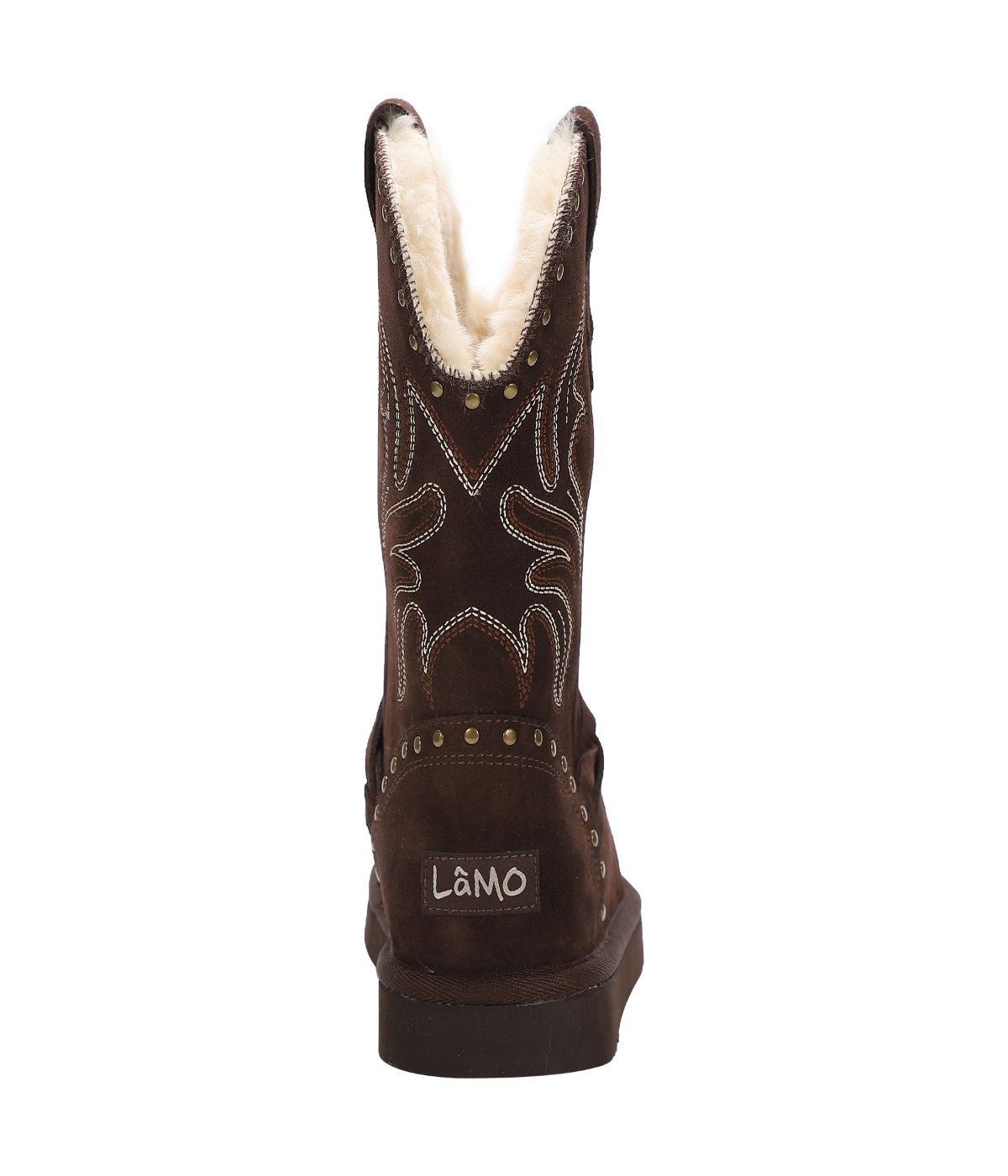 Fur Lined Ladies western-style pull on boot Chocolate